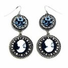 Vintage Filigree Cameo Drop Earrings - Antique Silver Plated  Women's Jewelry