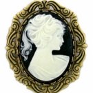 Antique Style Jet Cameo Pin Women's Jewelry