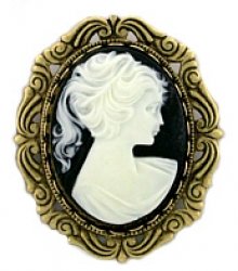 Antique Style Jet Cameo Pin Women's Jewelry