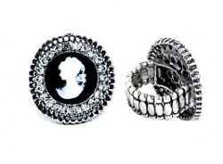 Vintage Filigree Cameo Ring - Antique Silver Plated Women's Jewelry