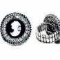 Vintage Filigree Cameo Ring - Antique Silver Plated Women's Jewelry