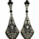 Victorian Style Austrian Crystal Earrings - Jet Filigree Women's Jewelry
