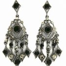 Vintage Chandelier Earrings - Jet Austrian Crystal Women's Jewelry
