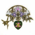 ctorian Jewelry Charm Pin- Vintage Hand Painted Brooch Women's Jewelry