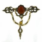 Topaz Austrian Crystal Filigree Bar Pin Women's Jewelry