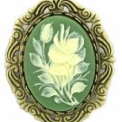 Victorian Style Green Cameo Flowers Pin Women's Jewelry