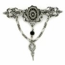 Vintage Victorian Antique Silver Plated Intaglio Filigree Bar Pin Women's Jewelry