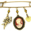 Vintage Cameo Charm Pin - Antique Style Carnelian Cameo Women's Jewelry