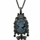 Vintage Fashion Cameo Necklace | Black Cameo Necklace | Austrian Crystal Women's Jewelry