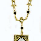 Vintage Cameo Book Locket Necklace - Jet Cameo Women's Jewelry