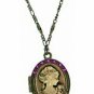 Vintage Fashion Cameo Locket Necklace - Amethyst Austrian Crystal Women's Jewelry