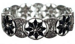 Vintage Filigree Bracelet - Jet Austrian Crystal Women's jewelry