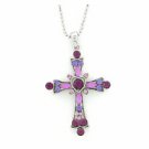 Cross Necklace - Amethyst Austrian Crystal Women's Men's Jewelry