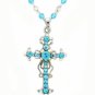Cross Necklace - Aqua Austrian Crystal Women's Men's Jewelry