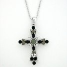 Cross Necklace - Jet Black Austrian Crystal Women's Men's Jewelry
