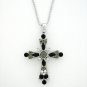 Cross Necklace - Jet Black Austrian Crystal Women's Men's Jewelry