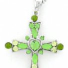 Cross Necklace - Peridot Austrian Crystal Women's Men's Jewelry