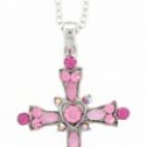 Cross Necklace - Pink Austrian Crystal Women's Men's Jewelry