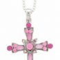 Cross Necklace - Pink Austrian Crystal Women's Men's Jewelry