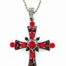 Cross Necklace - Ruby Austrian Crystal Women's Men's Jewelry
