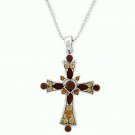 Cross Necklace - Topaz Austrian Crystal Women's Men's Jewelry