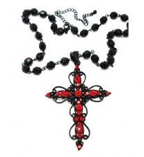 Cross Necklace-Ruby Austrian Crystal Women's Men's Jewelry