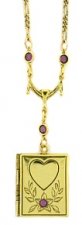 Heart w/Crystals Book Style Locket Necklace Women's Jewelry