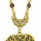Vintage Heart Locket Necklace - Antique Victorian Style Filigree Women's Jewelry