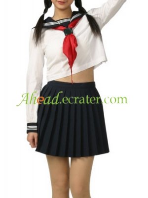 Black And White Long Sleeves School Uniform Cosplay