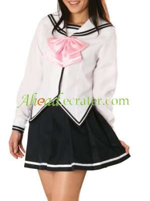 Black And White Long Sleeves School Uniform Cosplay Costume