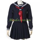Deep Blue Long Sleeves School Uniform Cosplay Costume