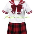 Red Short Sleeves Sailor School Uniform Cosplay Costume