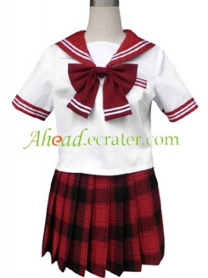 Red Short Sleeves Sailor School Uniform Cosplay Costume