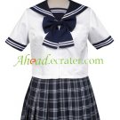 Royal Blue Short Sleeves Sailor School Uniform Cosplay Costume