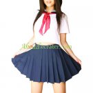 White And Deep Blue School Uniform Costume