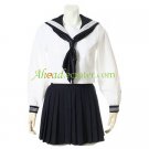 White Long Sleeves Sailor School Uniform Cosplay Costume