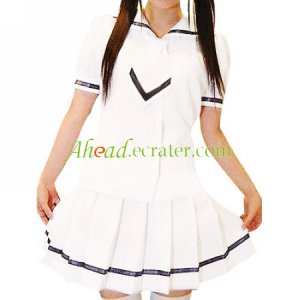 White Short Sleeves School Uniform cosplay costume