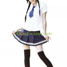 White Short Sleeves School Uniform Cosplay Costume