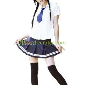 White Short Sleeves School Uniform Cosplay Costume