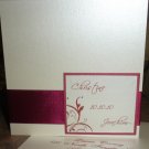 Cranberry Swirl Pocketfold Wedding Invitation Rhinestone Accents