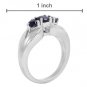 Three-Stone Blue Sapphire Silver Ring Size 7 Ladies