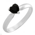 Black Onyx Heart Sterling Silver Ring Ladies Size 7