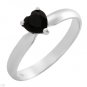 Black Onyx Heart Sterling Silver Ring Ladies Size 7