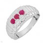 3 Stone Ruby Sterling Silver Ring Ladies Size 7