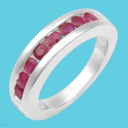 1.10ctw Ruby Channel Ring Sterling Silver Ladies Size 7