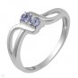 2 Stone Tanzanite Sterling Silver Ring Ladies Size 7