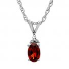 Diamond & Garnet Sterling Silver Necklace 18inches Ladies