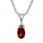 Diamond & Garnet Sterling Silver Necklace 18inches Ladies