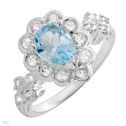 2.22ctw Topaz Sterling Silver Antique Look Ring Ladies Size 8