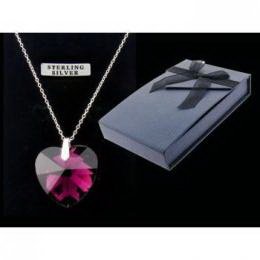 Amethyst Heart Pendant on Sterling Silver Chain 24" length